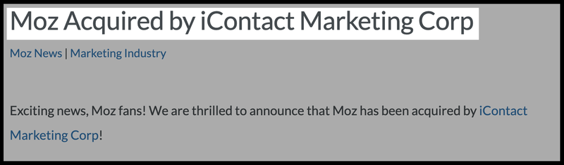 Moz got acquired news