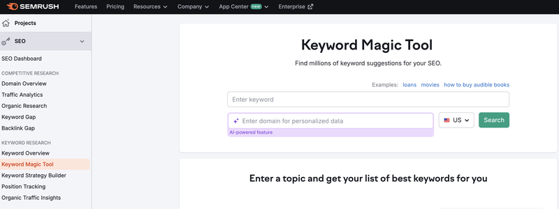 Semrush Keyword Magic Tool