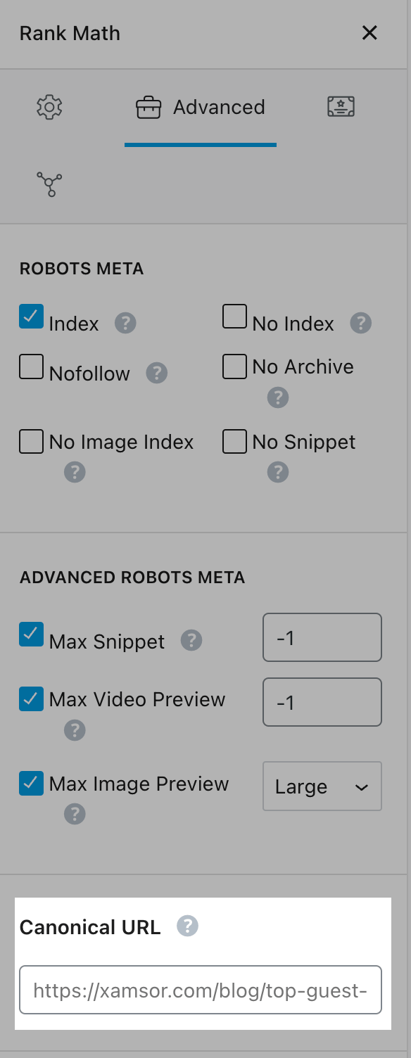 rank math canonical tag